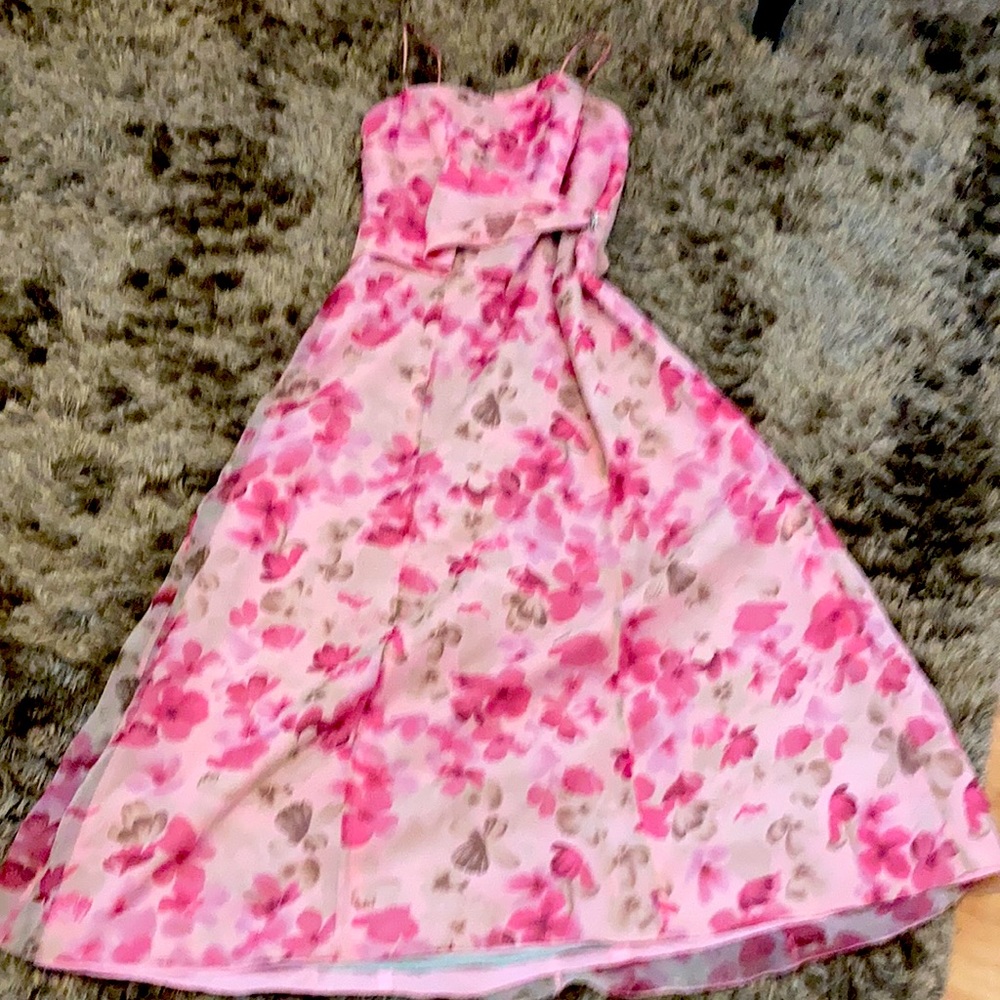 Pink floral with mint green maxi dress